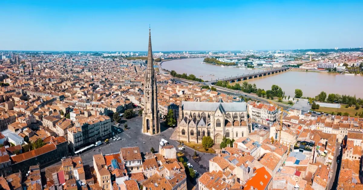 Aerial view of Bordeaux, France as a contender for an off the beaten path meeting location