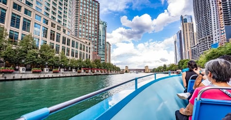 Team on a Chicago River cruise 