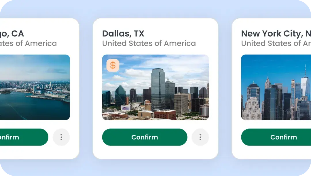 Compare destinations at a glance
