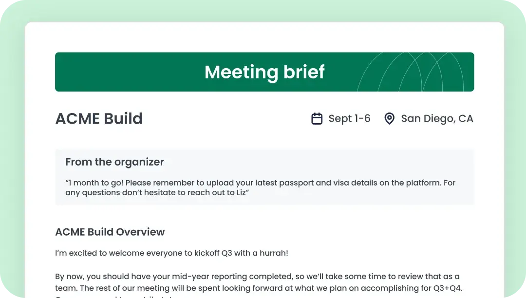 Share clear meeting briefs