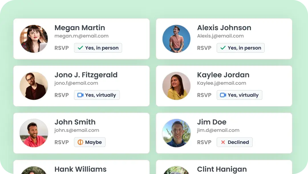 Track RSVPs and attendee details in one place